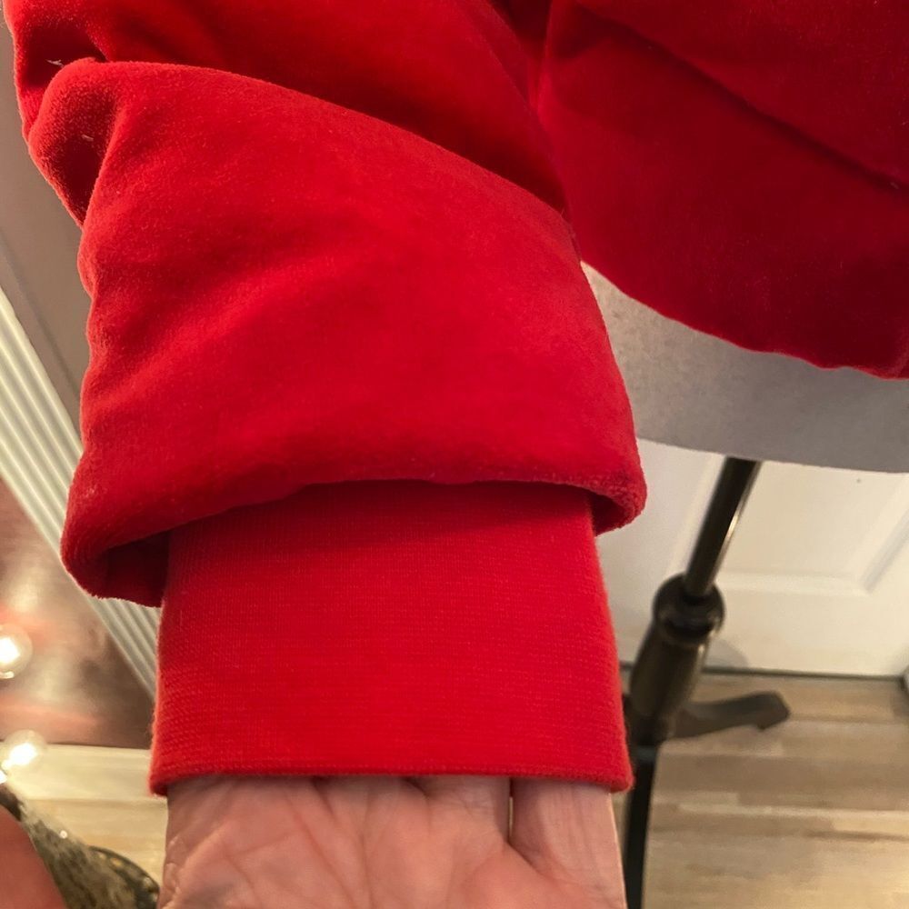 Juicy Couture Black Label Solid Red Velour Quilte… - image 4